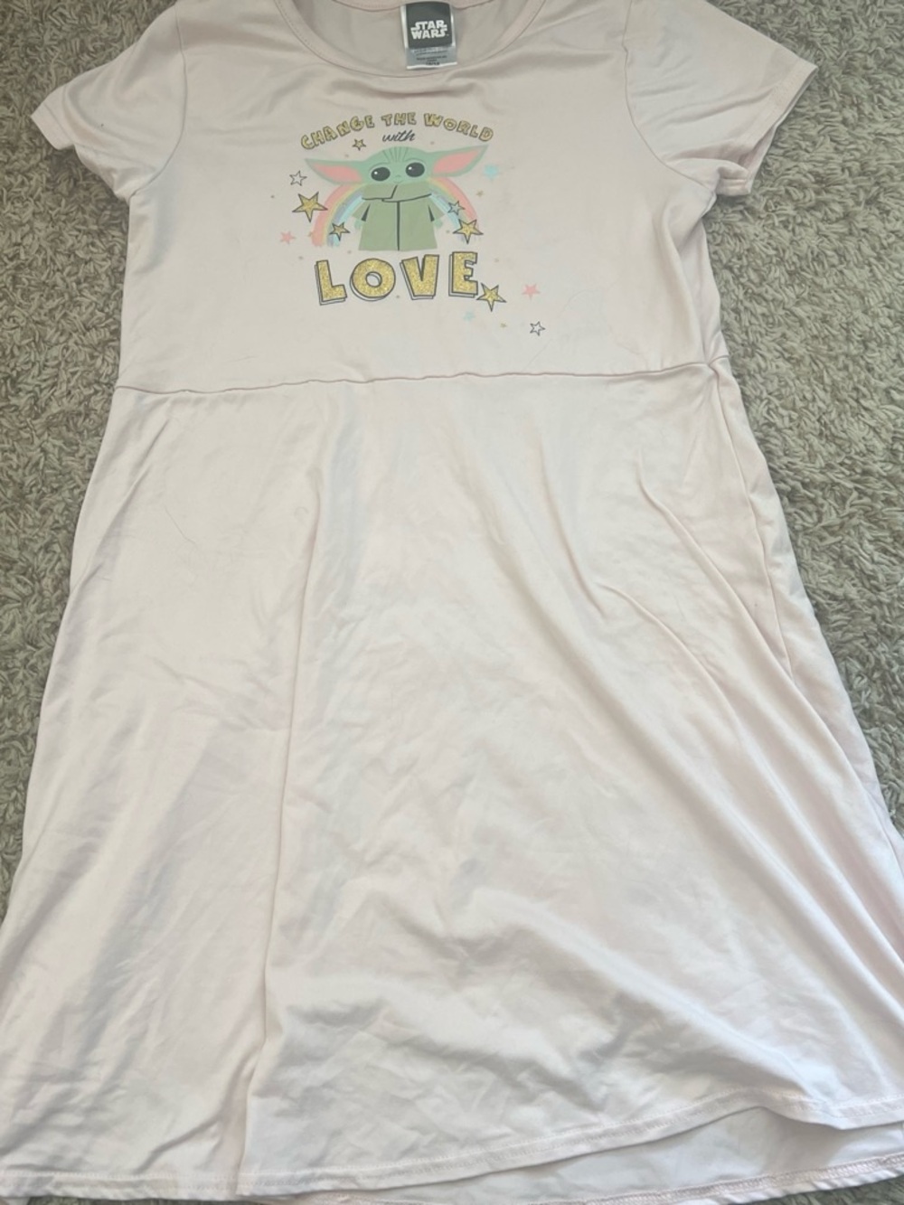 Star Wars Kids Light Pink Baby Yoda LOVE Nightgown